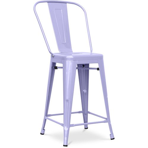 Tabouret Bistrot Metalix Carrée Avec Dossier - 60cm Lavande