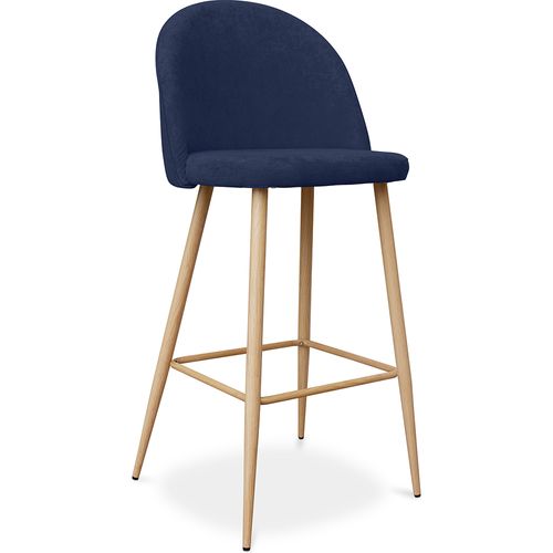 Tabouret Tapissé En Tissu - Design Scandinave - 76cm - Bennett Bleu Foncé