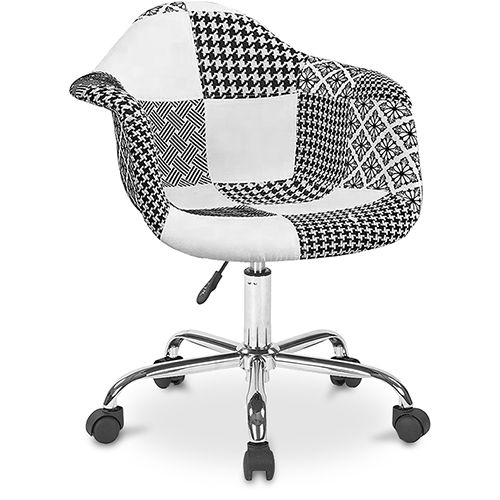 Chaise De Bureau Emery Blanche Et Noire - Patchwork Blanc / Noir