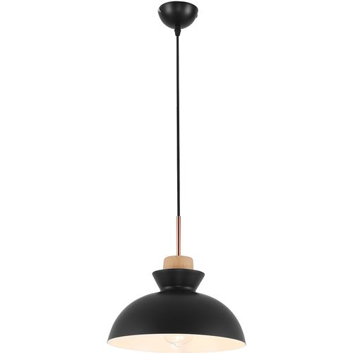 Lampe Suspension Design Scandinave En Métal Et Bois Noir