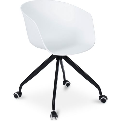 Chaise De Bureau Design Avec Accoudoirs Et Roues Blanc