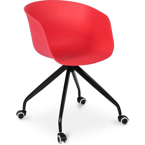Chaise De Bureau Design Avec Accoudoirs Et Roues Rouge