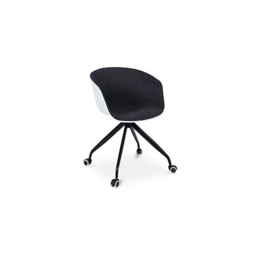 Chaise De Bureau Blanche Rembourrée Avec Accoudoirs Et Roues Gris Clair