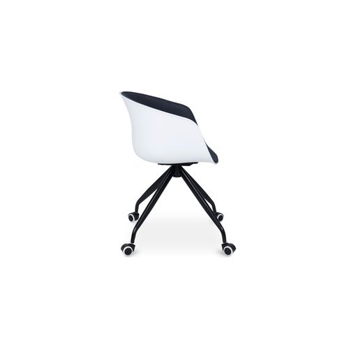 Chaise De Bureau Blanche Rembourrée Avec Accoudoirs Et Roues Orange