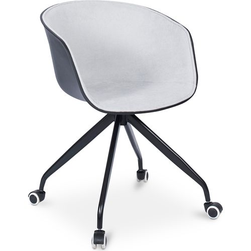Chaise De Bureau Noire Rembourrée Avec Accoudoirs Et Roues Gris Clair