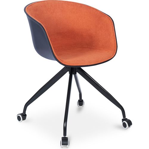 Chaise De Bureau Noire Rembourrée Avec Accoudoirs Et Roues Orange