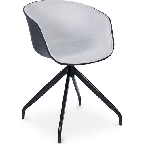 Chaise De Bureau Design Noire Rembourrée Avec Accoudoirs Gris Clair