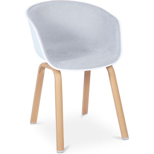 Chaise De Salle à Manger Blanche Rembourrée Avec Accoudoirs Gris Clair