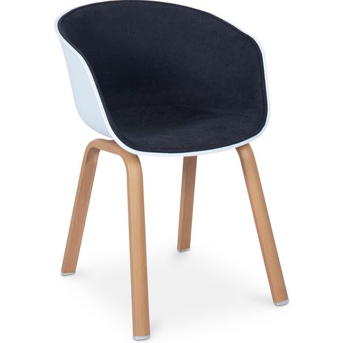 Chaise De Salle à Manger Blanche Rembourrée Avec Accoudoirs Gris Foncé