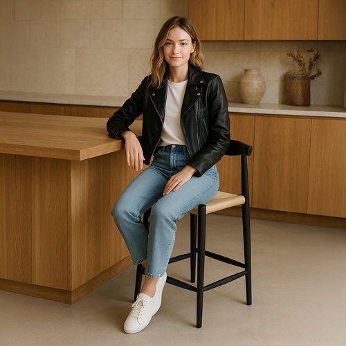 Tabouret De Bar Design En Corde Boho Bali - 65cm - Bois Noir