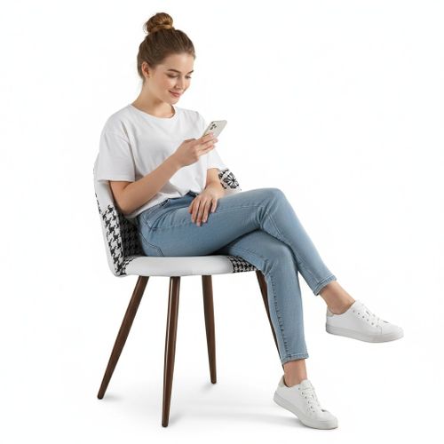 Chaise De Salle à Manger - Tapissée En Patchwork Noir Et Blanc - Bennett  Blanc / Noir