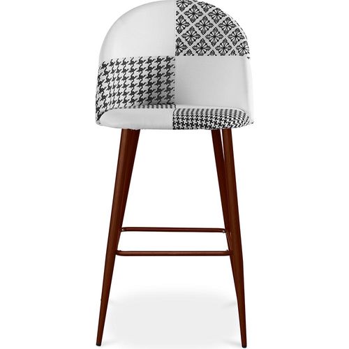 Tabouret Tapissé Patchwork - Style Scandinave - Noir Et Blanc - Bennett Blanc / Noir