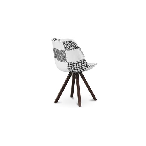 Chaise à Manger Brielle Design Scandi Rétro Pieds Foncés - Noir Et Blanc Premium - Patchwork Max Bla