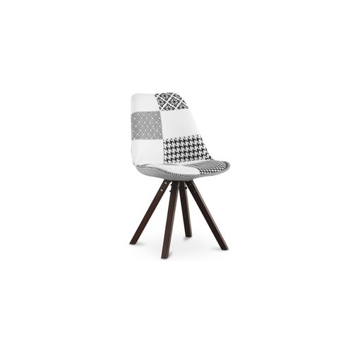 Chaise à Manger Brielle Design Scandi Rétro Pieds Foncés - Noir Et Blanc Premium - Patchwork Max Bla