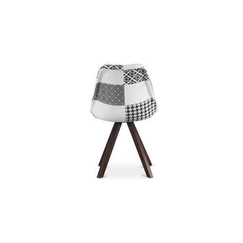 Chaise à Manger Brielle Design Scandi Rétro Pieds Foncés - Noir Et Blanc Premium - Patchwork Max Bla