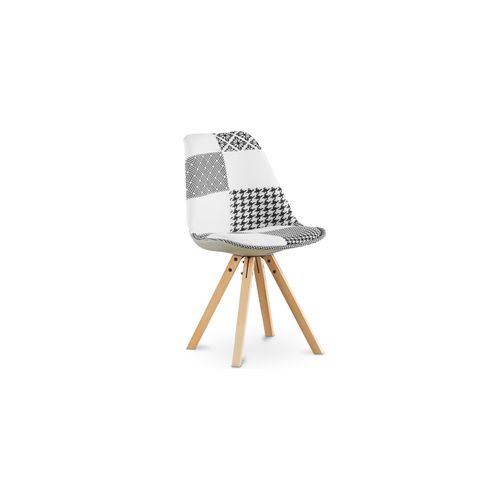 Chaise à Manger Brielle Design Scandi Rétro - Noir Et Blanc Premium - Patchwork Max Blanc / Noir