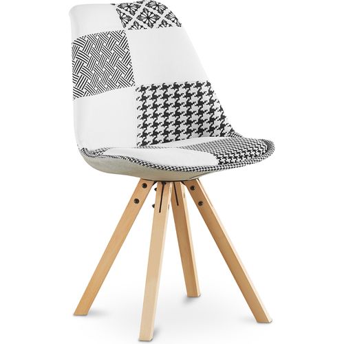 Chaise à Manger Brielle Design Scandi Rétro - Noir Et Blanc Premium - Patchwork Max Blanc / Noir