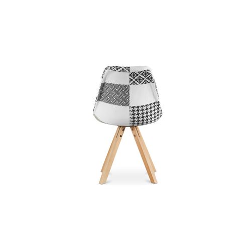 Chaise à Manger Brielle Design Scandi Rétro - Noir Et Blanc Premium - Patchwork Max Blanc / Noir