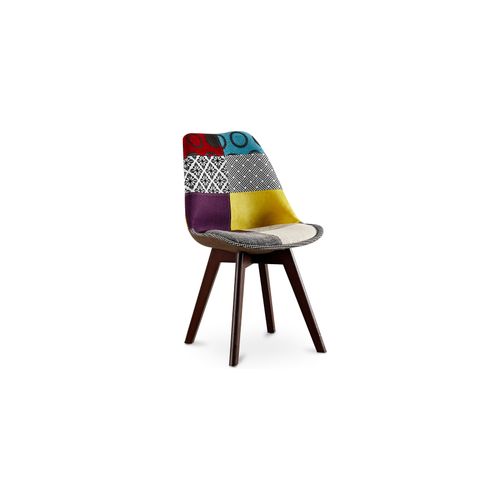 Chaise à Manger Brielle Design Scandi Rétro Pieds Foncés - Multicolore Premium Nouvelle Édition - Pa