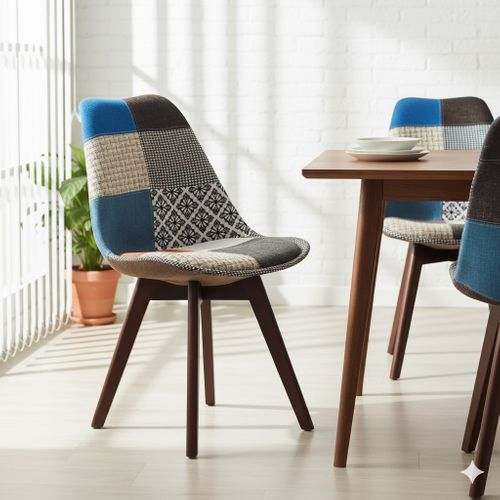 Chaise à Manger Brielle Design Scandi Rétro Pieds Foncés - Multicolore Premium Nouvelle Édition - Pa