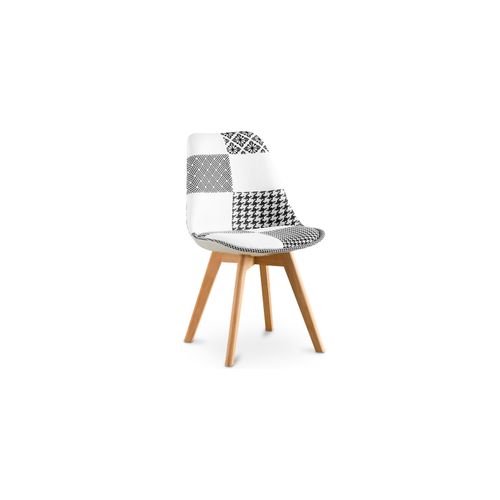 Chaise à Manger Brielle Design Scandi Rétro - Noir Et Blanc Premium Nouvelle Édition - Patchwork Max