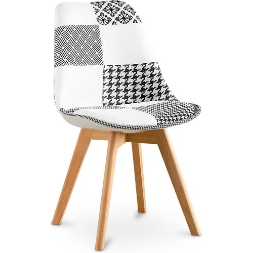 Chaise à Manger Brielle Design Scandi Rétro - Noir Et Blanc Premium Nouvelle Édition - Patchwork Max