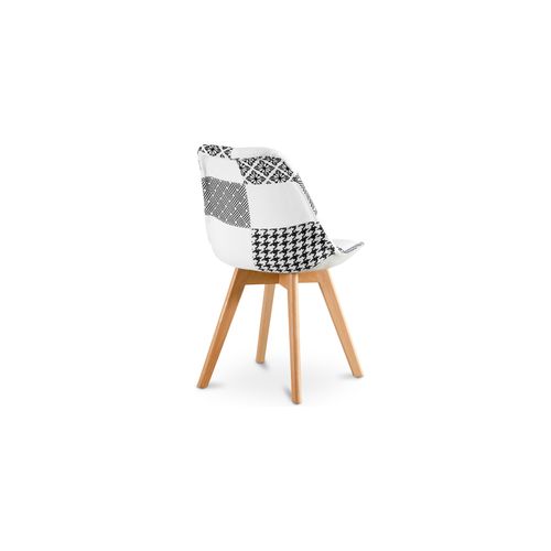 Chaise à Manger Brielle Design Scandi Rétro - Noir Et Blanc Premium Nouvelle Édition - Patchwork Max