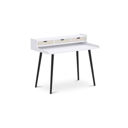 Bureau En Bois Design Style Scandinave - Amund Bois Naturel / Blanc