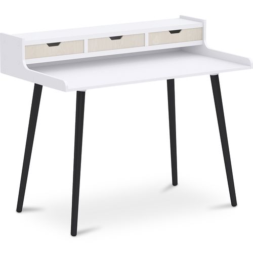 Bureau En Bois Design Style Scandinave - Amund Bois Naturel / Blanc