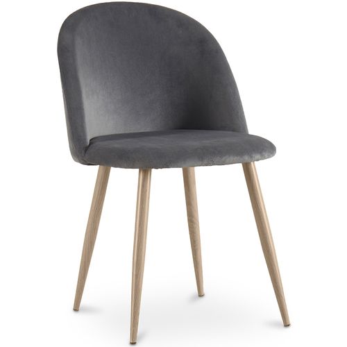 Chaise De Salle à Manger - Tapissée De Velours - Style Scandinave -  Bennett Gris Foncé