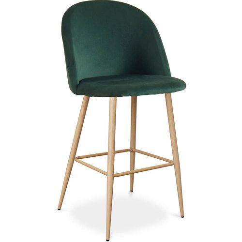 Tabouret Tapissé En Velours - Design Scandinave - Bennett Vert Foncé
