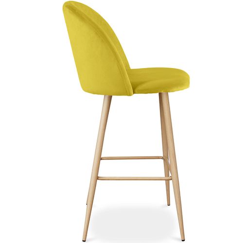 Tabouret Tapissé En Velours - Design Scandinave - Bennett Bleu Foncé