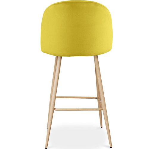 Tabouret Tapissé En Velours - Design Scandinave - Bennett Bleu Foncé