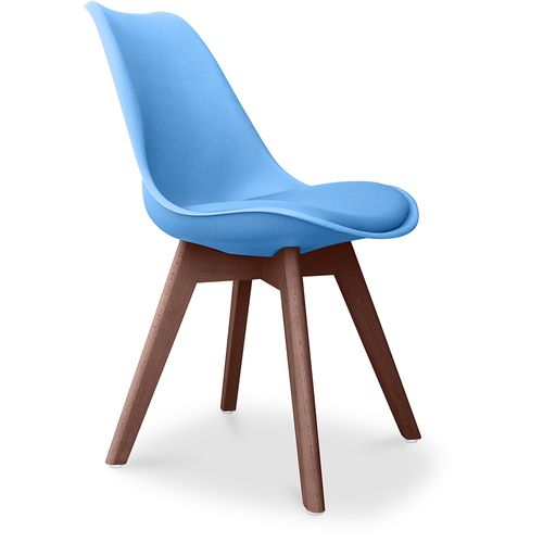 Premium Chaise Brielle Au Design Scandinave Avec Coussin - Pieds Sombres Bleu Clair