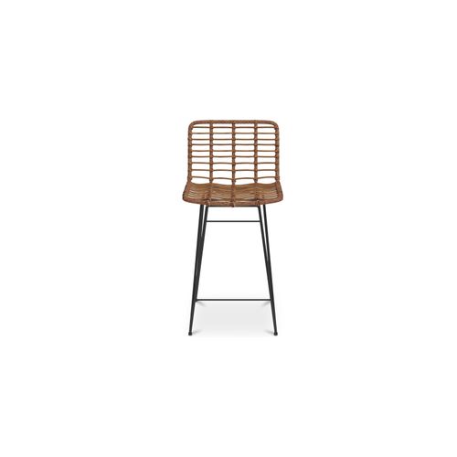 Tabouret De Bar Design Boho Bali En Osier Synthétique 65cm - Kimi Bois Naturel