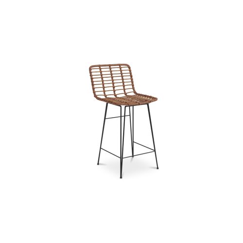 Tabouret De Bar Design Boho Bali En Osier Synthétique 65cm - Kimi Bois Naturel