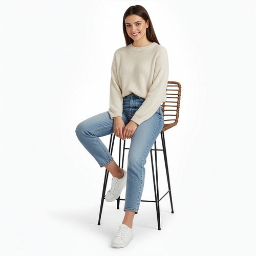 Tabouret De Bar Design Boho Bali En Osier Synthétique 65cm - Kimi Bois Naturel