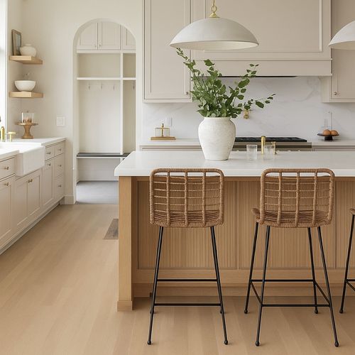 Tabouret De Bar Design Boho Bali En Osier Synthétique 75cm - Kimi Bois Naturel