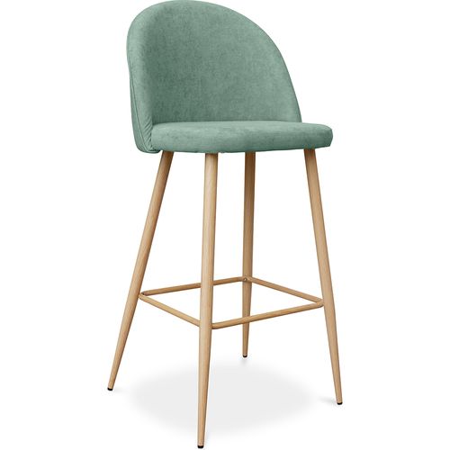 Tabouret Tapissé En Tissu - Design Scandinave - 76cm - Bennett Bleu Pastel