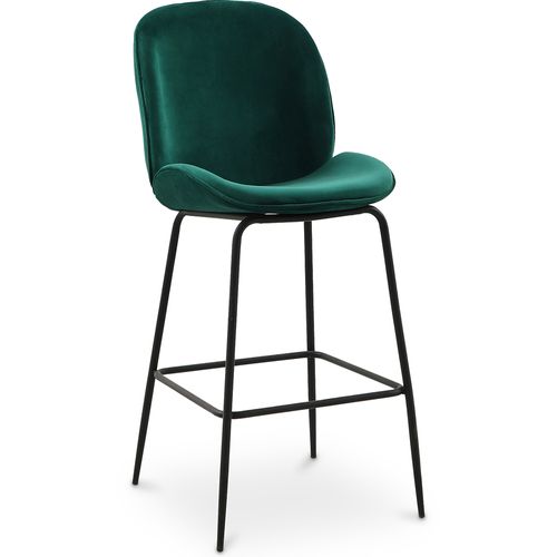 Tabouret De Bar Accent Velours Rembourré Design Rétro 73cm - Elias Vert Foncé