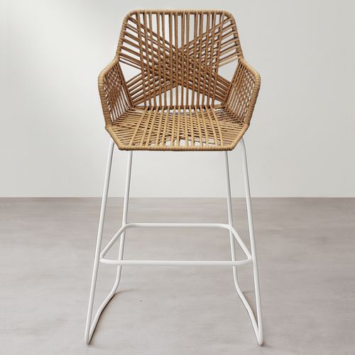 Tabouret De Bar Design Boho Bali En Rotin Synthétique 75 Cm - Zane Bois Naturel