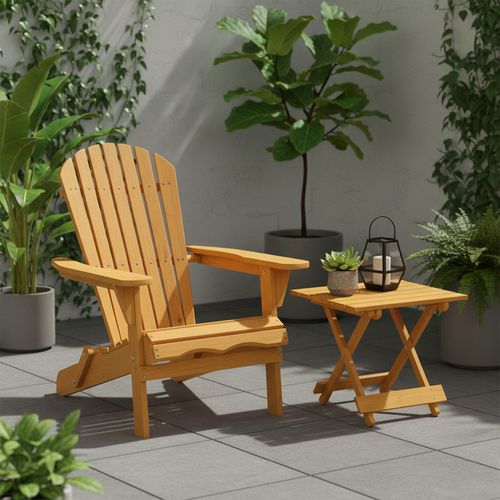 Table + Chaise De Jardin Adirondack En Bois - Set - Anela Bleu