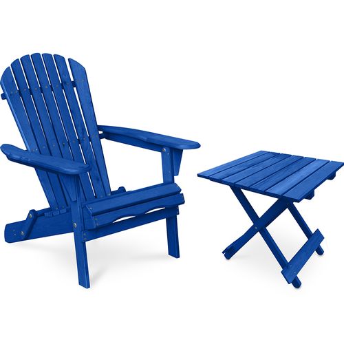Table + Chaise De Jardin Adirondack En Bois - Set - Anela Bleu