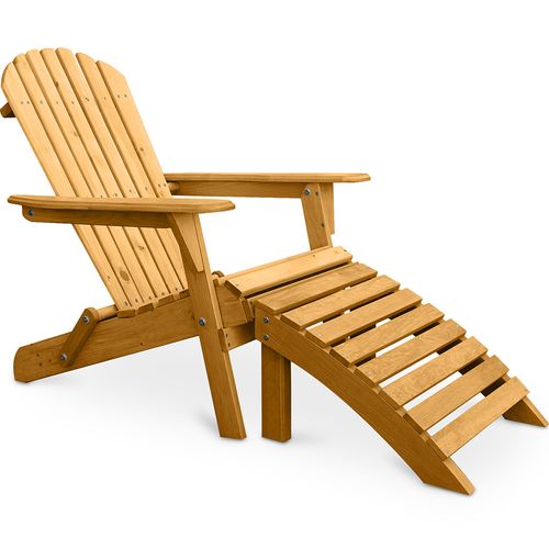 Adirondack Chaise Longue De Jardin + Repose-pieds En Bois - Set - Anela Vert