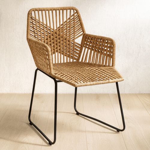 Chaise De Salle à Manger De Jardin Design Boho Bali En Rotin Synthétique - Zane Blanc