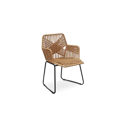 Chaise De Salle à Manger De Jardin Design Boho Bali En Rotin Synthétique - Zane Blanc