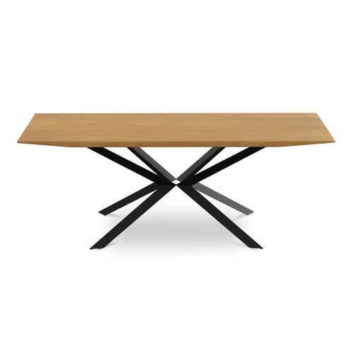 Table à Manger 220 Cm Rectangulaire Design – Bois et Métal Noir – 6/8 Places – Holh Bois Naturel