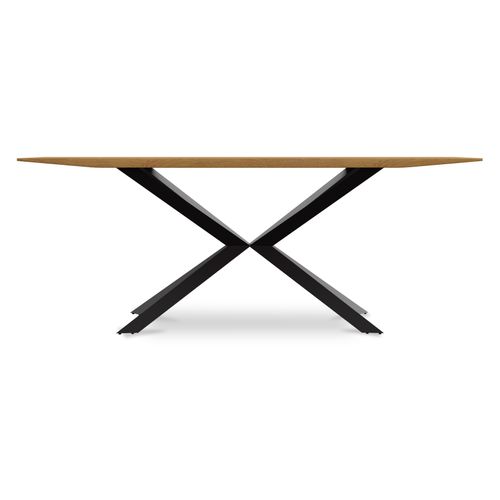 Table à Manger 220 Cm Rectangulaire Design – Bois et Métal Noir – 6/8 Places – Holh Bois Naturel