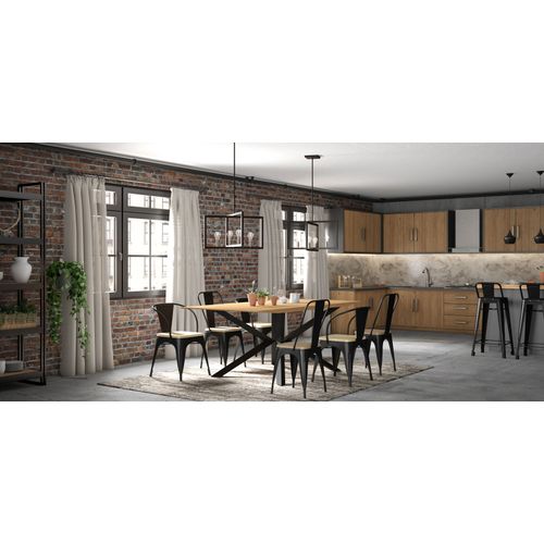 Table à Manger 220 Cm Rectangulaire Design – Bois et Métal Noir – 6/8 Places – Holh Bois Naturel