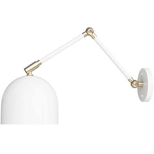 Lampe Murale Scandinave Avec Tige Réglable, Laiton Et Métal - Lena Blanc